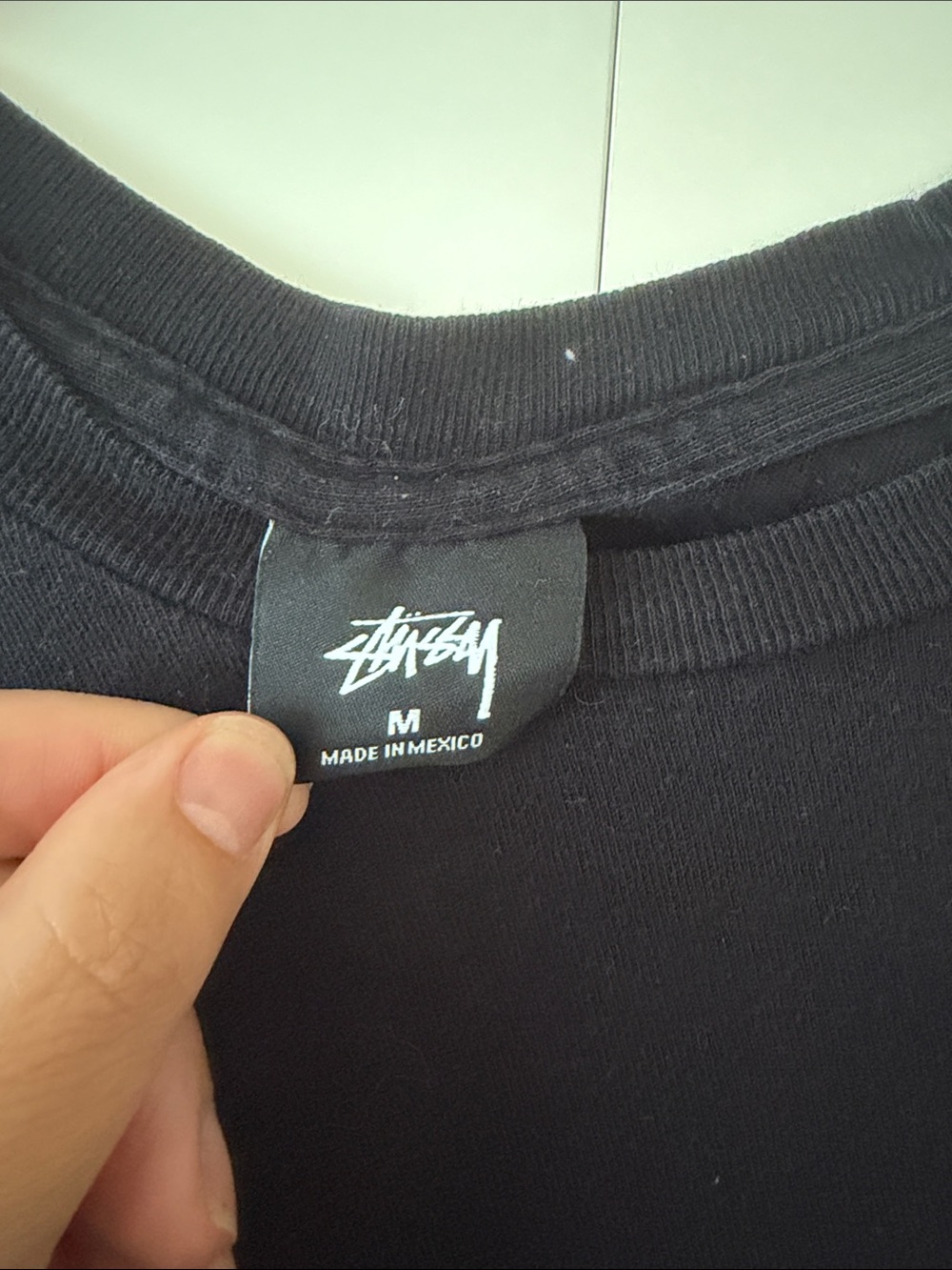 Stussy Black Long Sleeve Crewneck with White Script Logo - Picture 2 of 6